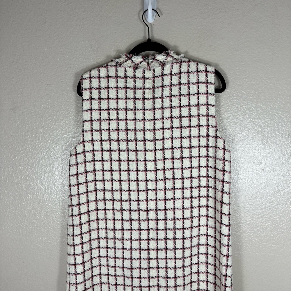 Veronica Beard White Tweed Mini Plaid Laurel Sleeveless Dress - Picture 8 of 10